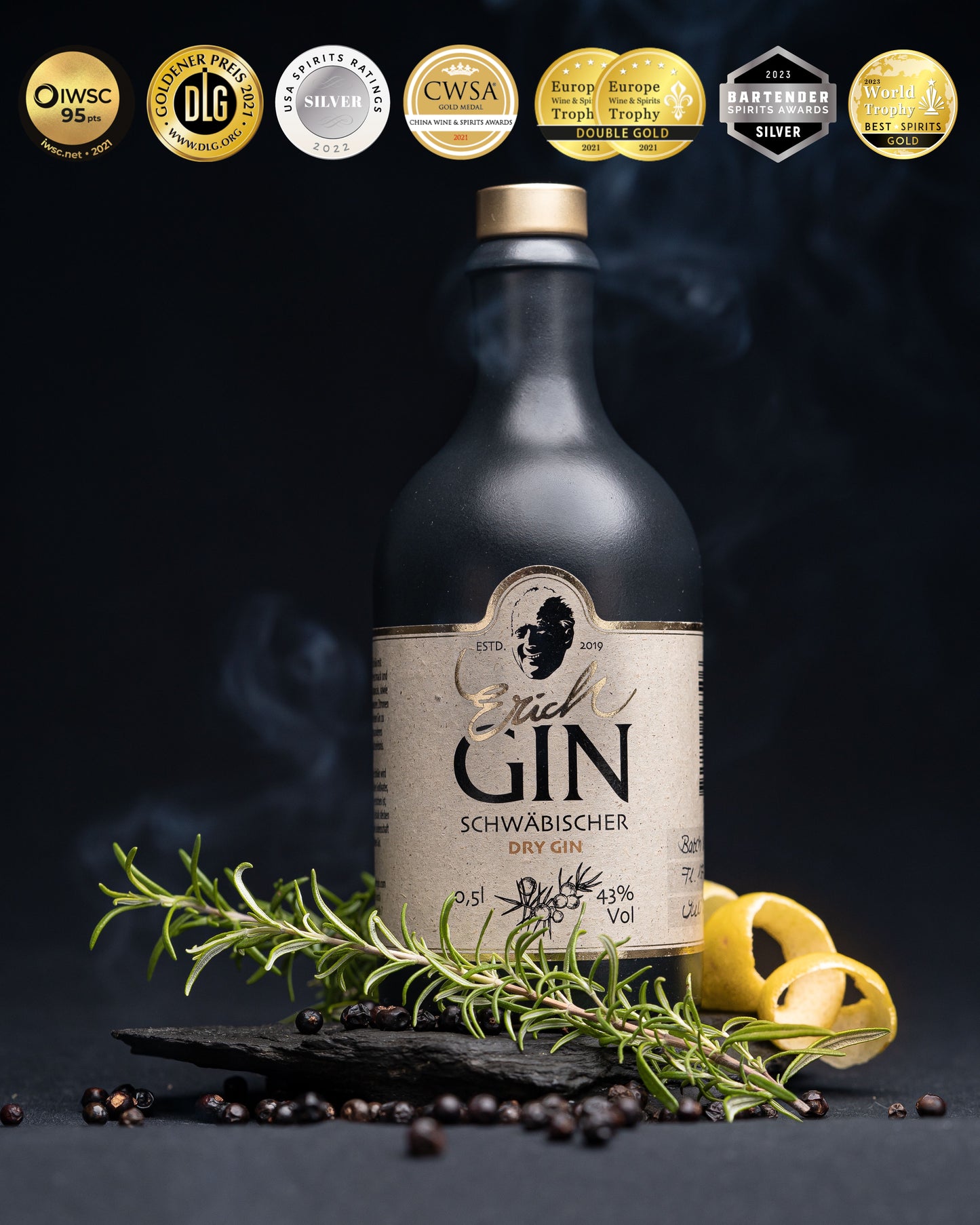 ERICH Gin schwäbischer Dry Gin 500 ml Flasche